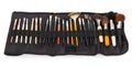 Set of cosmetic brushes for makeup in its case isolated . Royalty Free Stock Photo