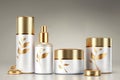 Set of cosmetic gold line products