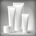 Set of cosmetic tubes for cream, gel, lotion, shampoo and other products.