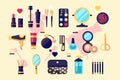 Set of cosmetics beauty and makeup icons. Royalty Free Stock Photo