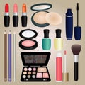 Set of Cosmetics and Make Up Brush Royalty Free Stock Photo