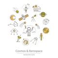 Set of cosmos and aerospace icons