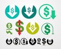 Set of cost reduction icon. Expense abbreviation Vector illustration. Isolated on white background Royalty Free Stock Photo