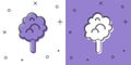 Set Cotton candy icon isolated on white and purple background. Vector