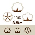 Set of cotton icons. Emblems for clothing and production Royalty Free Stock Photo