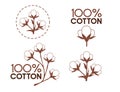 Set of 100 cotton label badge vector illustration isolated on white background Royalty Free Stock Photo