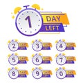 Set of countdown alarm days sale vector