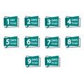 Set of countdown numbers. Days to go collection. Vector countdown icons. Bold flat design.