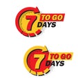 Set of countdown seven left days with arrow and halftone in a flat design. Announcement icons for promotion