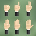 Set of counting hand sign from one to five.