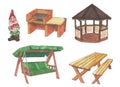 A set of country furniture, marker style