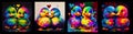 Set of couple of adorable ducks. AI generative
