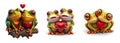 Set of couple of frogs with heart. AI generative Royalty Free Stock Photo