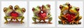 Set of couple of frogs with heart. AI generative