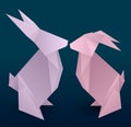 Set of couple origami hare.
