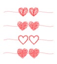 Set of coupled hearts tangled grungy scribble banners Royalty Free Stock Photo