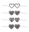 Set of coupled hearts tangled grungy scribble banners Royalty Free Stock Photo