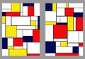 Set of 2 covers. Piet Mondrian style. A4 vertical orientation pages. Vector. 2 couvertures. For notebooks reports copybooks