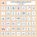 Set Of Covid Outbreak Travel Colorful Icons Or Symbols