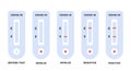 Set of Covid-19 Positive, Negative and Invalid Results. Coronavirus antibody test icon. Blood test kit. Rapid strep test