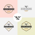 Set of Cow head silhouette emblem logo label. Vector illustration Royalty Free Stock Photo