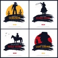 Set of Cowboy banners. Rodeo. Wild West banner. Texas. Vector illustration. Royalty Free Stock Photo