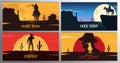 Set of Cowboy banners. Rodeo. Wild West banner. Texas. Vector illustration. Royalty Free Stock Photo