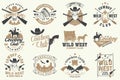 Cowboy club badge. Ranch rodeo. Vector. Concept for shirt, logo, print, stamp, tee with cowboy and shotgun. Vintage