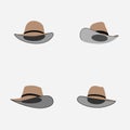 set of cowboy hat simple flat vector illustration