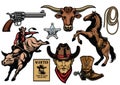 Set of cowboy objects
