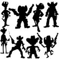 Set of cowboy silhouettes Royalty Free Stock Photo