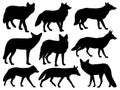 Set of Coyote silhouette vector art