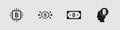 Set CPU mining farm, Bitcoin circuit, Cryptocurrency bitcoin and think icon. Vector Royalty Free Stock Photo