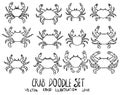 Set of Crab illustration Hand drawn doodle Sketch line vector eps10