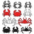 Set of the crabs icons on white background. Seafood Design element for logo, label, emblem, sign. Vector illustration. Royalty Free Stock Photo