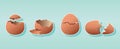 Set of cracked eggs cartoon icon design template with various models. vector illustration isolated on blue background Royalty Free Stock Photo