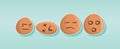 Set of cracked eggs cartoon icon design template with various models. vector illustration isolated on blue background Royalty Free Stock Photo