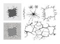 Set of cracks for disaster design. Different types isolated cracks textures: break of earth, cracks in the wall, glass Royalty Free Stock Photo