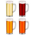 Set with craft beer in mug glasses for banners, flyers, posters, cards. Light and dark beer, ale, and lager Royalty Free Stock Photo
