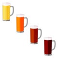 Set with craft beer in mug glasses for banners, flyers, posters, cards. Light and dark beer, ale, and lager Royalty Free Stock Photo