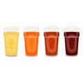 Set with craft beer in nonic pints for banners, flyers, posters, cards. Light and dark beer, ale, and lager. Beer Day