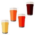 Set with craft beer in pint nonic for banners, flyers, posters, cards. Light and dark beer, ale, and lager. Beer Day