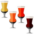 Set with craft beer in thistle glasses for banners, flyers, posters, cards. Light and dark beer, ale, and lager. Beer Royalty Free Stock Photo