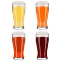 Set with craft beer in weizen glasses for banners, flyers, posters, cards. Light and dark beer, ale, and lager Royalty Free Stock Photo
