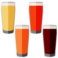 Set with craft beer in willi becher glass for banners, flyers, posters, cards. Light and dark beer, ale, lager. Beer Day