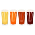Set with craft beer in willi becher glass for banners, flyers, posters, cards. Light and dark beer, ale, and lager. Beer