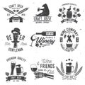 Set of Craft Beer and Winery company badge, sign or label. Vector illustration