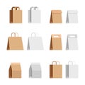 Set craft packages. White and brown bags of various shapes in a simp