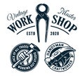 Set of craftworker logos for repair workshop