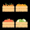 Set of crates with veggies